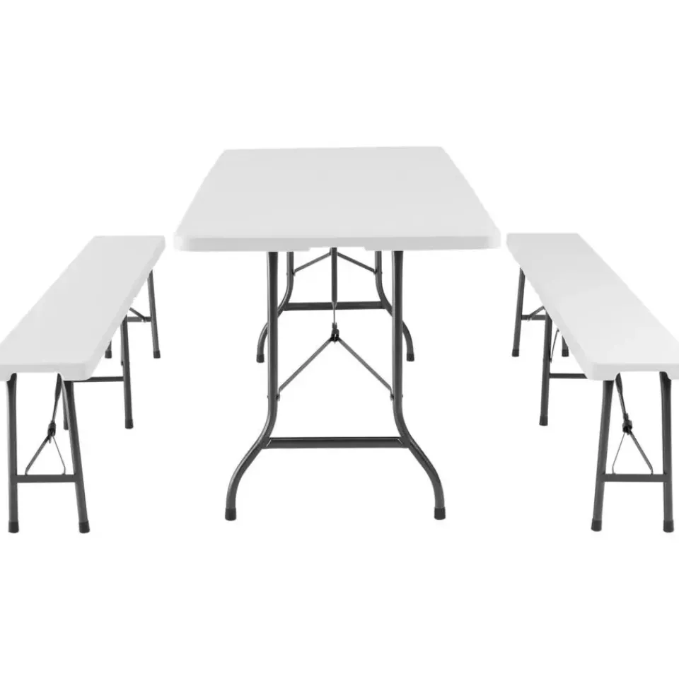 tectake Campingtafelset Panja wit opvouwbaar, Wit Clearance