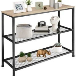 tectake Consoletafel Bristol 100x30x81cm, Industrieel Licht Hout, Eiken Sonoma Online