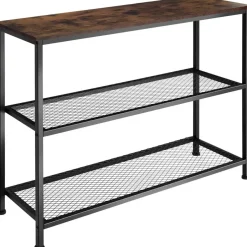 tectake Consoletafel Bristol 100x30x81cm, Industrieel Hout Donker, Rustiek New