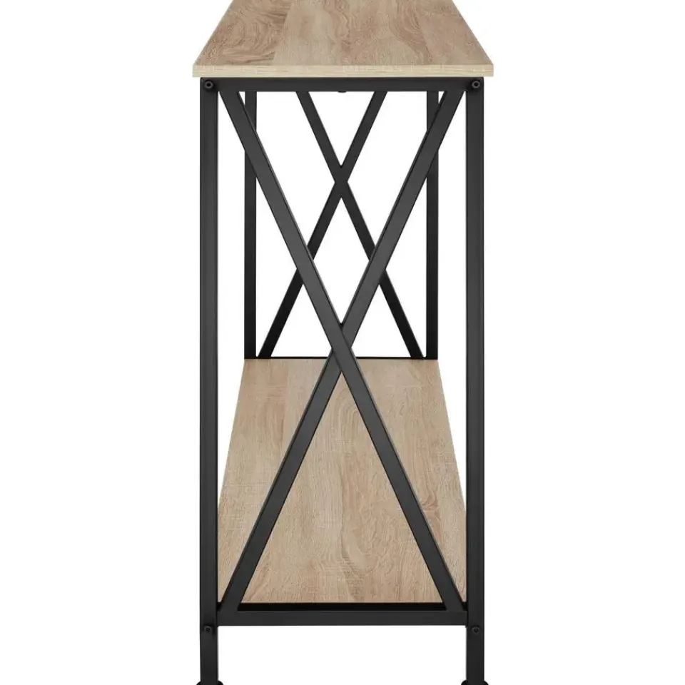 tectake Consoletafel Tacoma 100x35x80,5cm, Industrieel Licht Hout, Eiken Sonoma Clearance
