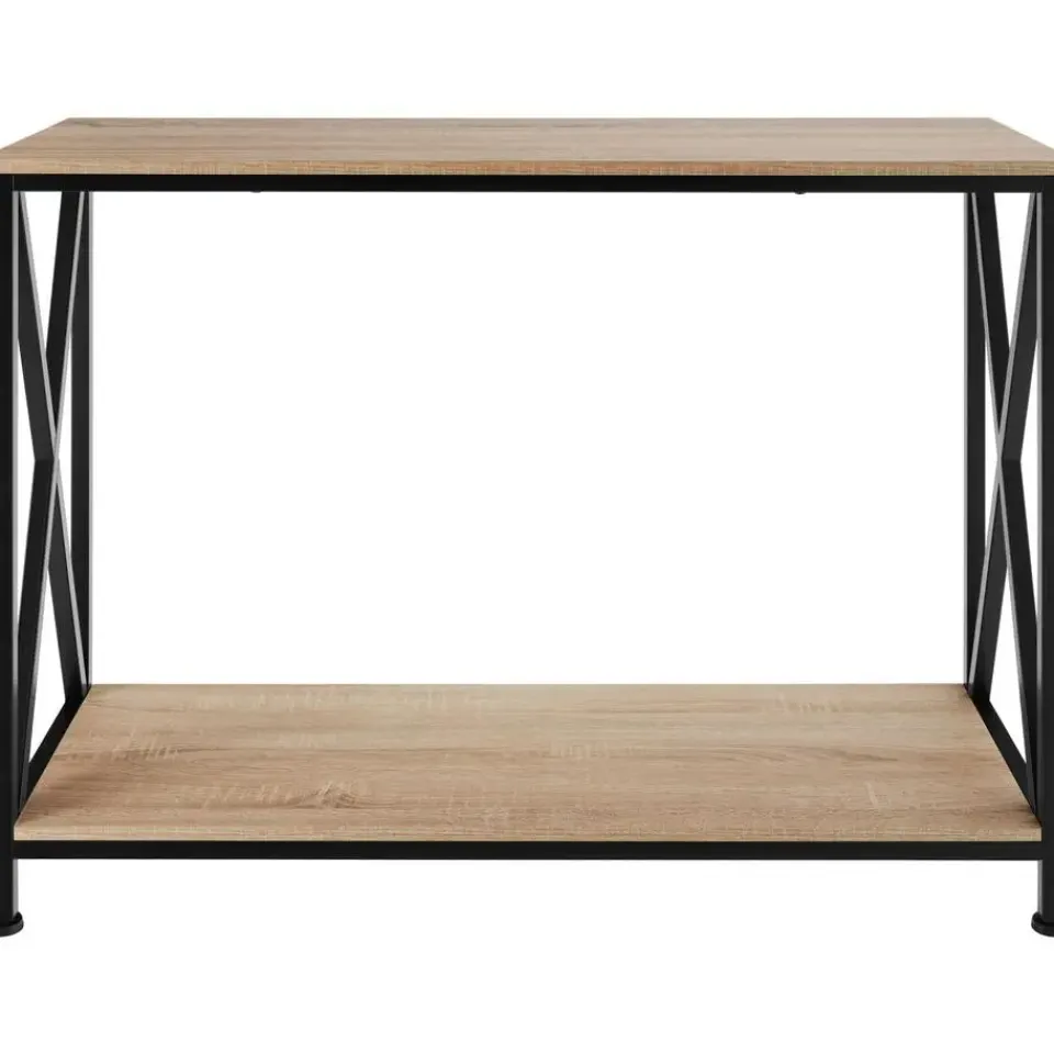 tectake Consoletafel Tacoma 100x35x80,5cm, Industrieel Licht Hout, Eiken Sonoma Clearance