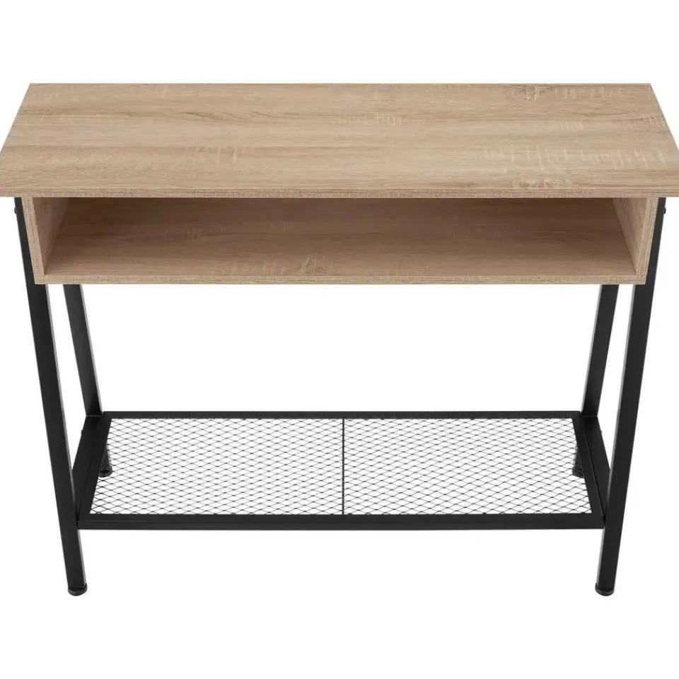 tectake Consoletafel Tralee 100x35x80,5cm, Industrieel Licht Hout, Eiken Sonoma