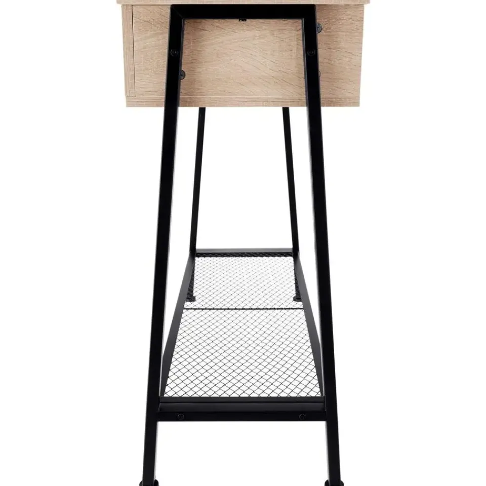 tectake Consoletafel Tralee 100x35x80,5cm, Industrieel Licht Hout, Eiken Sonoma