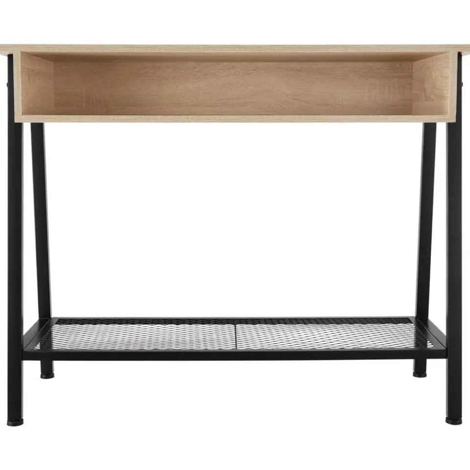 tectake Consoletafel Tralee 100x35x80,5cm, Industrieel Licht Hout, Eiken Sonoma