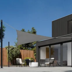 tectake Driehoekig zonneluifel van polyethyleen, grijs, Grijs Sale