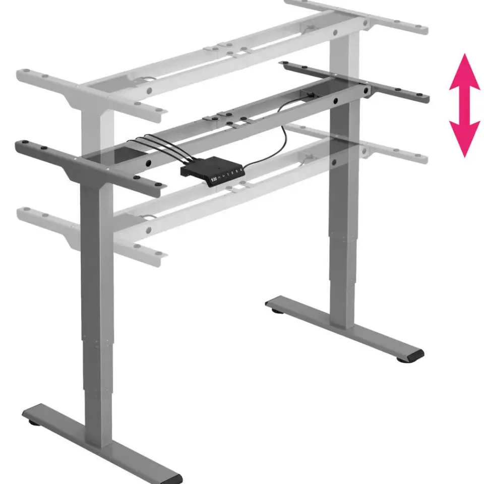 tectake ® Elektrisch In Hoogte Verstelbaar Bureau - Metalen Frame - Grijs Outlet