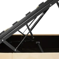 tectake Gestoffeerd bed met LED & opbergruimte, 120 x 200 cm, Beige Clearance