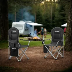 tectake Gestoffeerde campingstoel MTX, opvouwbaar, met bekerhouder, Zwart Best