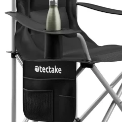 tectake Gestoffeerde campingstoel MTX, opvouwbaar, met bekerhouder, Zwart Best