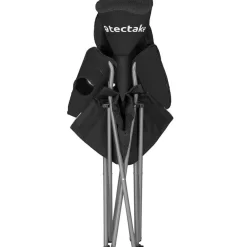 tectake Gestoffeerde campingstoel MTX, opvouwbaar, met bekerhouder, Zwart Best