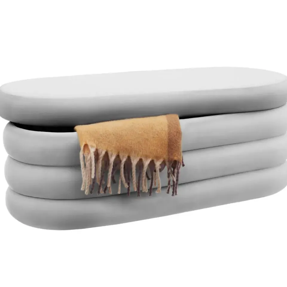 tectake Gestoffeerde zitbank Altu met veel opbergruimte, Fluweellook Grijs Online