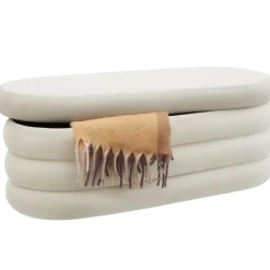 tectake Gestoffeerde zitbank Altu met veel opbergruimte, Fluweellook Crèmewit Sale