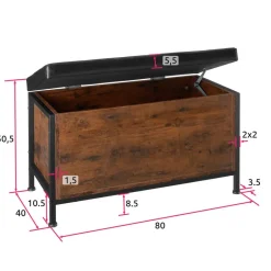 tectake Gestoffeerde zitkist Calico 81,5x41,5x50,5cm Hot