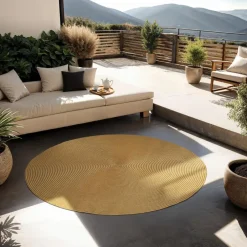 tectake ® Geweven vloerkleed Raya in jute-look Ø 160 cm - Bruin Best