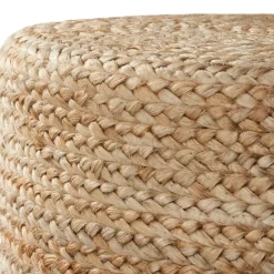 tectake Handgemaakte poef Banno Elipse van jute, rond, boho-stijl, Beige Clearance