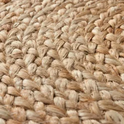 tectake Handgemaakte poef Banno Elipse van jute, rond, boho-stijl, Beige Clearance