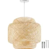tectake Hanglamp Lignea Lux van bamboe, in boho-stijl, 40W, Bruin Clearance