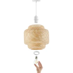 tectake Hanglamp Lignea Lux van bamboe, in boho-stijl, 40W, Bruin Clearance