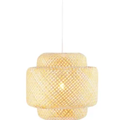 tectake Hanglamp Lignea Lux van bamboe, in boho-stijl, 40W, Bruin Clearance