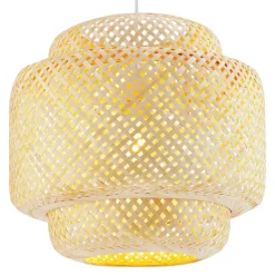 tectake Hanglamp Lignea Lux van bamboe, in boho-stijl, 40W, Bruin Clearance