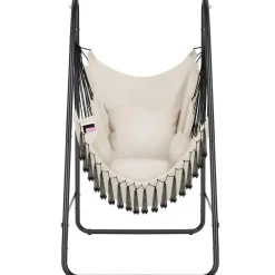 tectake Hangstoel Alison, boho-stijl, draagkracht 160kg, Beige Outlet