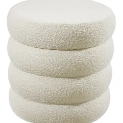 tectake Hocker Altu, gestoffeerd, opbergruimte, Bouclé Crèmewit New