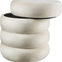 tectake Hocker Altu, gestoffeerd, opbergruimte, Fluweellook Crèmewit Online