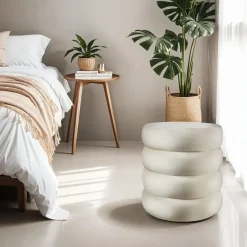 tectake Hocker Altu, gestoffeerd, opbergruimte, Fluweellook Crèmewit Online