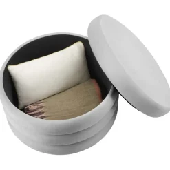 tectake Hocker Altu XL, gestoffeerd, opbergruimte, Fluweellook Grijs Discount