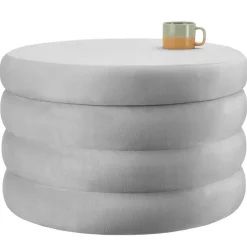 tectake Hocker Altu XL, gestoffeerd, opbergruimte, Fluweellook Grijs Discount