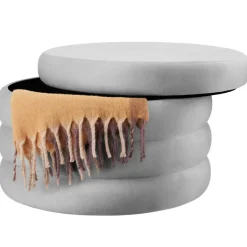 tectake Hocker Altu XL, gestoffeerd, opbergruimte, Fluweellook Grijs Discount