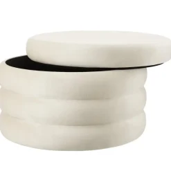 tectake Hocker Altu XL, gestoffeerd, opbergruimte, Fluweellook Crèmewit Best