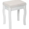 tectake Hocker voor makeup-tafel rozenpatroon, Wit Outlet