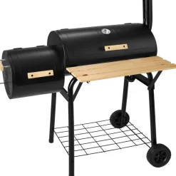 tectake Houtskool barbecue Smoker met thermometer, Zwart Sale
