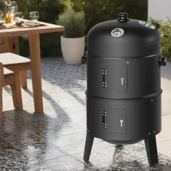 tectake Houtskoolbarbecue rookton 3 in 1, Zwart Discount