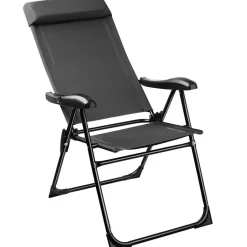 tectake Inklapbare campingstoel Müritz met hoofdkussen, aluminium, Antraciet Sale