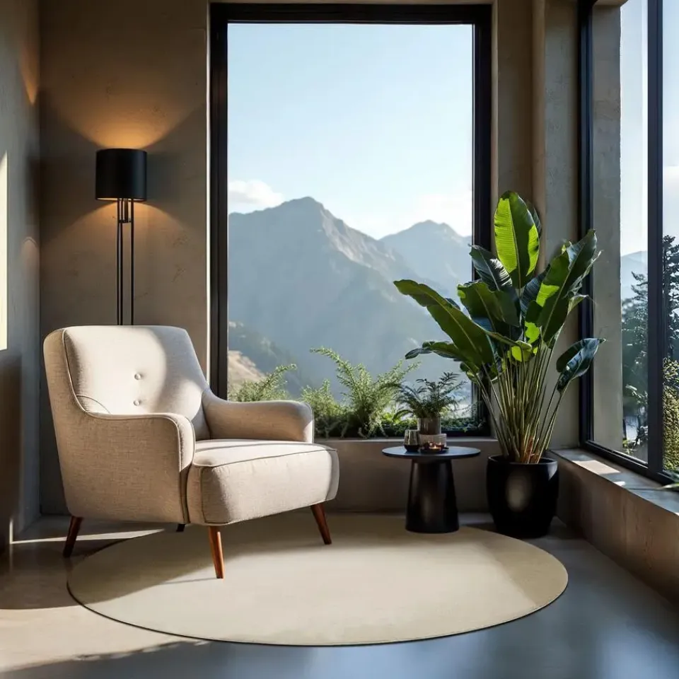 tectake ® Kortpolig vloerkleed Soft Zone Ø 120 cm - Beige