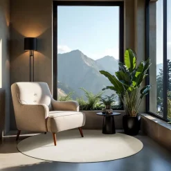 tectake ® Kortpolig vloerkleed Soft Zone Ø 120 cm - Crème Online