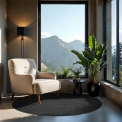 tectake ® Kortpolig vloerkleed Soft Zone Ø 120 cm - Zwart New