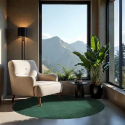 tectake ® Kortpolig vloerkleed Soft Zone Ø 120 cm - Groen Sale