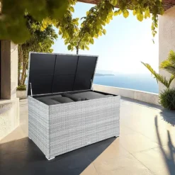 tectake Kussenbox Oslo met aluminium frame 145x82,5x79,5cm, Lichtgrijs