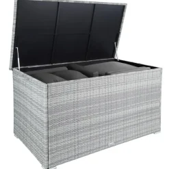tectake Kussenbox Oslo met aluminium frame 145x82,5x79,5cm, Lichtgrijs