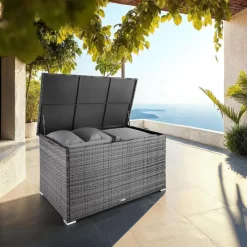 tectake Kussenbox Oslo met aluminium frame 145x82,5x79,5cm, Grijs Hot