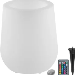 tectake LED-bloempot Luminous Courve Pot met afstandsbediening, Wit Online