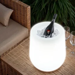 tectake LED-bloempot Luminous Courve Pot met afstandsbediening, Wit Online