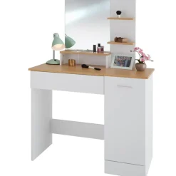 tectake Makeup-tafel Zoe , Wit/beuken Sale