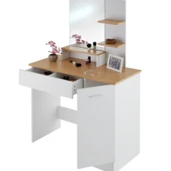 tectake Makeup-tafel Zoe , Wit/beuken Sale