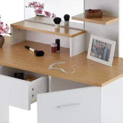 tectake Makeup-tafel Zoe , Wit/beuken Sale