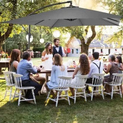 tectake Parasol Apollon met slinger 2,5 x 2,5 m, Lichtgrijs Best