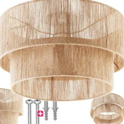 tectake Plafondlamp Boho - Jute Hanglamp 40W voor Woonkamer/Slaapkamer Outlet